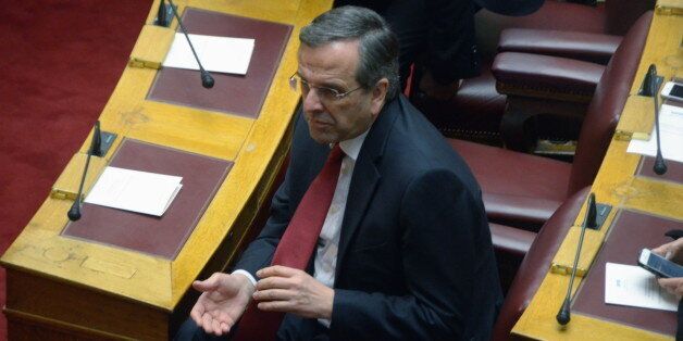 ATHENS, GREECE - 2015/02/05: Former Prime Minister of Greece and leader of the major opposition Antonis Samaras.The new Greek Parliament after the 25th of January General Elections in Greece was sworn in Athens. (Photo by George Panagakis/Pacific Press/LightRocket via Getty Images)