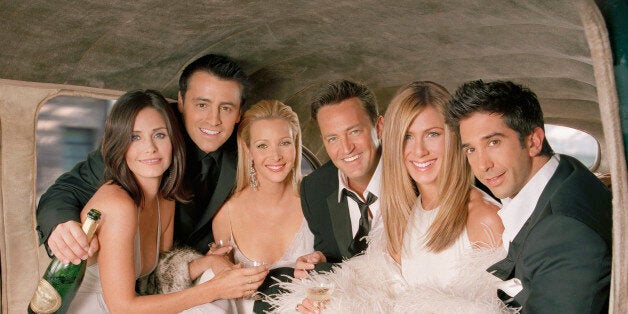 FRIENDS -- Season 10 -- Pictured: Courteney Cox as Monica Geller, Matt LeBlanc as Joey Tribbiani, Lisa Kudrow as Phoebe Buffay, Matthew Perry as Chandler Bing, Jennifer Aniston as Rachel Green, David Schwimmer as Dr. Ross Geller (Photo by NBC/NBCU Photo Bank via Getty Images)