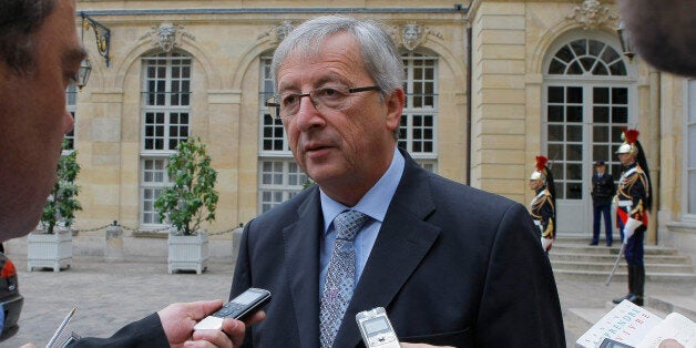 Luxembourg Prime Minister and Eurogroup President Jean-Claude Junker, reacts with medias at the hotel Matignon after his meeting French Prime Minister Francois Fillon in Paris, Thursday, April, 28, 2011. (AP Photo/Jacques Brinon)