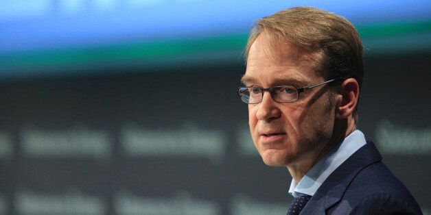 Jens Weidmann, president of the Deutsche Bundesbank, speaks at the Suddeutsche Zeitung economic summit in Berlin, Germany, on Friday, Nov. 28, 2014. Euro-area inflation slowed in November to match a five-year low, prodding the European Central Bank toward expanding its unprecedented stimulus program. Photographer: Krisztian Bocsi/Bloomberg via Getty Images