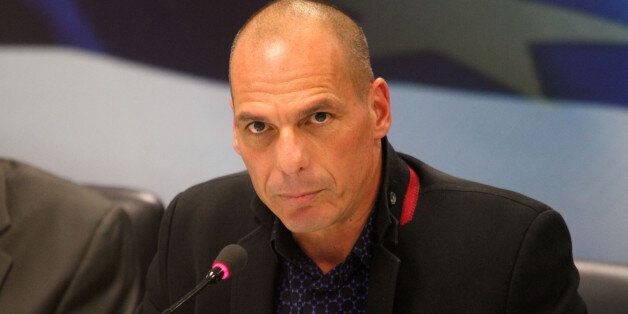 ATHENS, GREECE - JANUARY 28: New Greek Finance Minister Yanis Varoufakis attends a handover ceremony in Athens on January 28, 2015. (Photo by Ayhan Mehmet/Anadolu Agency/Getty Images)