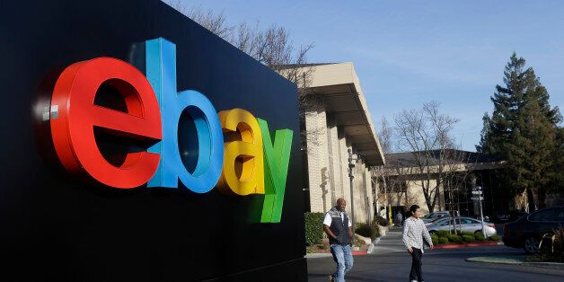 This Jan. 14, 2015 photo shows an exterior view of eBay headquarters in San Jose, Calif. EBay reports quarterly financial results on Wednesday, Jan. 21, 2015. (AP Photo/Marcio Jose Sanchez)