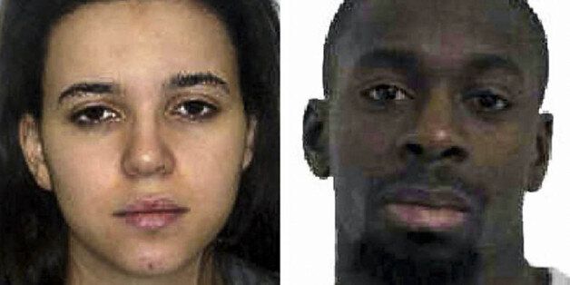 UNSPECIFIED - JANUARY 09: Photo provided by French Interior Ministry on January 9,2015 shows that suspects Amedy Coulibaly (R) and Hayat Boumeddiene (L) who are wanted in connection with the shooting of a French policewoman yesterday and suspected as being involved in the ongoing hostage situation at a Kosher store in the Porte de Vincennes area of Paris. (Photo by French Interior Ministry/Anadolu Agency/Getty Images)
