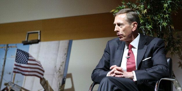 LOS ANGELES, CA - NOVEMBER 07: David Petraeus speaks onstage during a fireside chat at the Team Rubicon Salute To Service Awards at Skirball Cultural Center on November 7, 2014 in Los Angeles, California. (Photo by Imeh Akpanudosen/Getty Images)