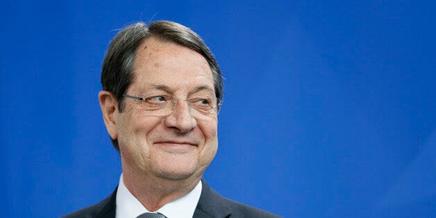 BERLIN, GERMANY - MAY 06: Cyprus's president Nikos Anastasiadis, speaks to the media on May 06, 2014 in Berlin, Germany. (Photo by Thomas Trutschel/Photothek via Getty Images)