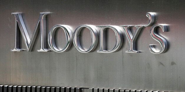 A sign for Moody's Corp. is shown Aug. 13, 2010 in New York. Moody's Investors Service is a credit rating agency. (AP Photo/Mark Lennihan)