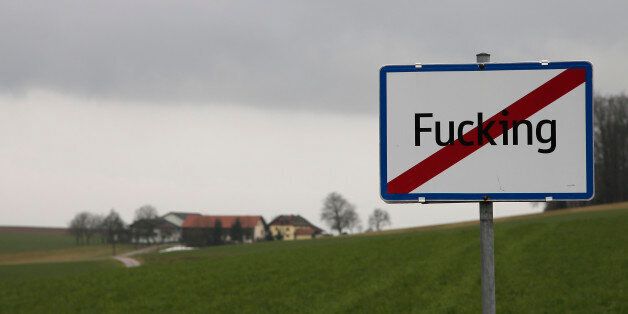 A road sign reads the name of the Austrian village 'Fucking' in western Austria on a cloudy day on January 7, 2013. The village has become a tourist attraction due to its name. AFP PHOTO / ALEXANDER KLEIN (Photo credit should read ALEXANDER KLEIN/AFP/Getty Images)