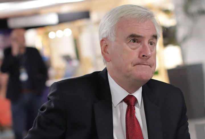Shadow Chancellor John McDonnell takes part in morning media interviews during the Labour Party Conference at the Brighton Centre in Brighton. Picture dated: Monday September 23, 2019. Photo credit should read: Isabel Infantes / EMPICS Entertainment.