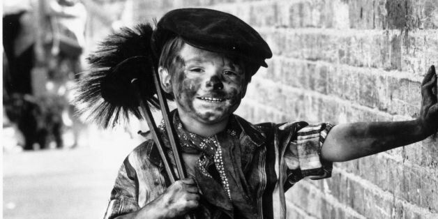 18th August 1980: Four year-old Tommy Stafford dressed as a chimney-sweep for the fancy-dress competition at the East Street Market centenary celebrations, London. (Photo by David Levenson/Keystone/Getty Images)