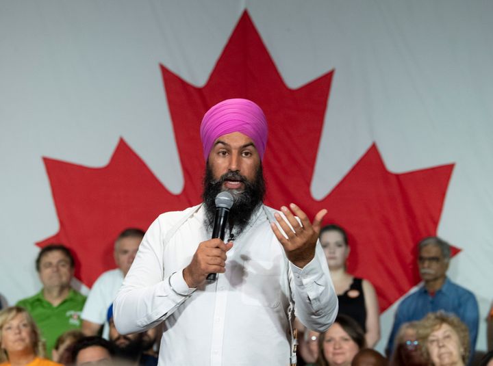 NDP Leader Jagmeet Singh speaks at a town hall meeting in Windsor, Ont., on Sept. 20, 2019.