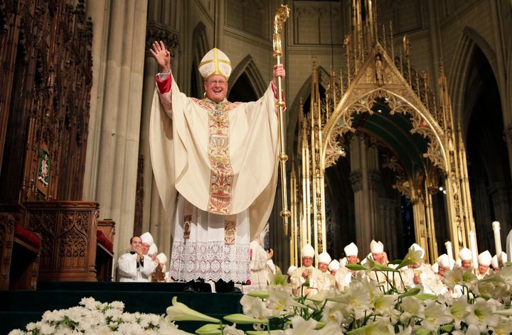 Archbishop of New York Timothy Dolan is seen at New York City's St. Patrick's Cathedral. The Archdiocese of New York and the Diocese of Brooklyn, as well as the Diocese of Syracuse, said they didn’t anticipate having to file for bankruptcy.