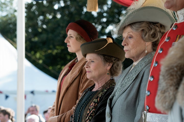 Laura Carmichael stars as Lady Edith, Imelda Staunton as Maud Bagshaw and Dame Maggie Smith as Violet Crawley in "Downton Abb