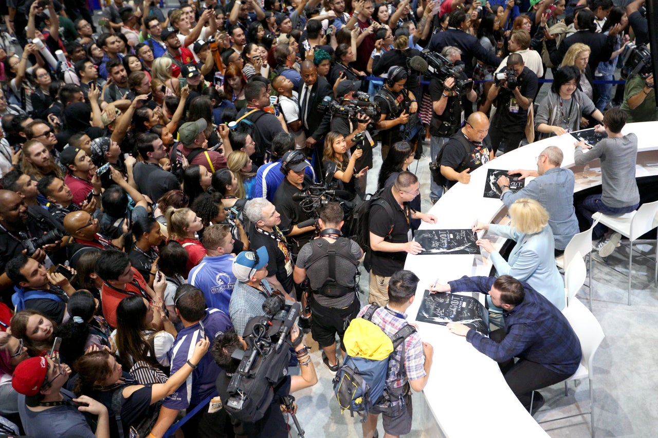 Actors John Bradley, Gwendoline Christie, Liam Cunningham and Isaac Hempstead Wright at the "Game of Thrones" autograph signing with HBO at San Diego Comic-Con International 2017.