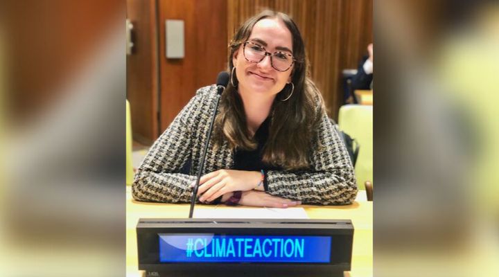 McGill University law student Larissa Parker at the United Nations Youth Climate Summit in New York City, Sept. 21, 2019. 