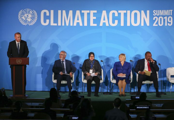 Turkey's President Recep Tayyip Erdogan speaks at the UN Climate Action Summit in New York City, Sept. 23, 2019.