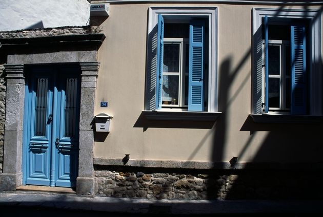 GREECE - JULY 24: Blue windows, Heraklion, Crete, Greece. (Photo by DeAgostini/Getty