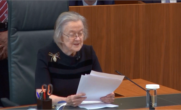 Lady Hale announcing the verdict on
