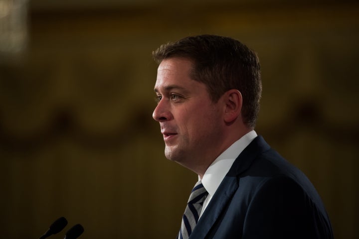 Conservative Leader Andrew Scheer delivers a speech at an event hosted by the Canadian Club of Vancouver on May 24, 2019.