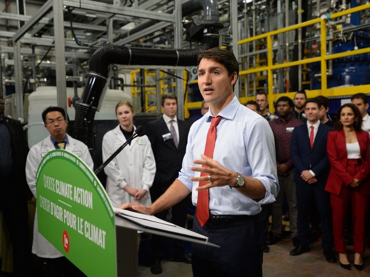 Liberal Leader Justin Trudeau speaks during his visit to Nano One Materials in Burnaby, B.C. on Sept. 24, 2019.