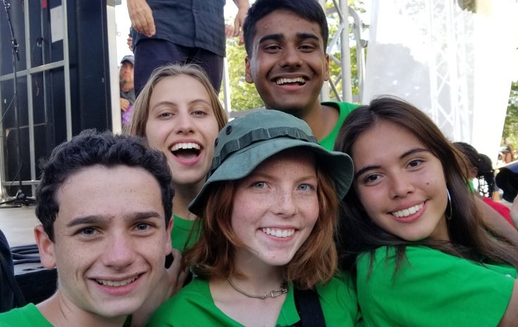 Xiye Bastida with fellow organizers at the Global Strike in NYC on Sept. 20.