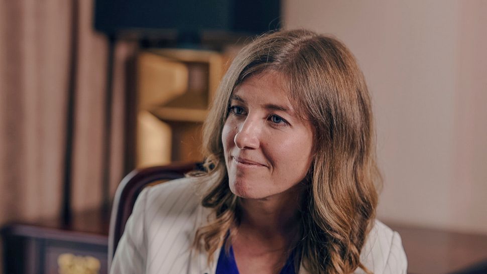 Laurel Collins, the NDP candidate in Victoria, is shown in an interview with HuffPost Canada in July 2019.