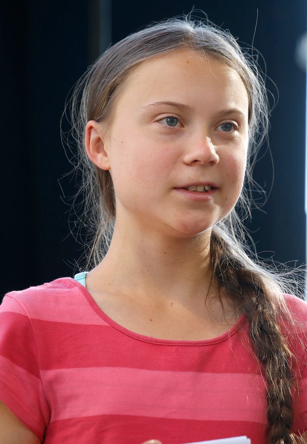 NEW YORK, NEW YORK - SEPTEMBER 20: Activist Greta Thunberg leads the Youth Climate Strike in an effort...