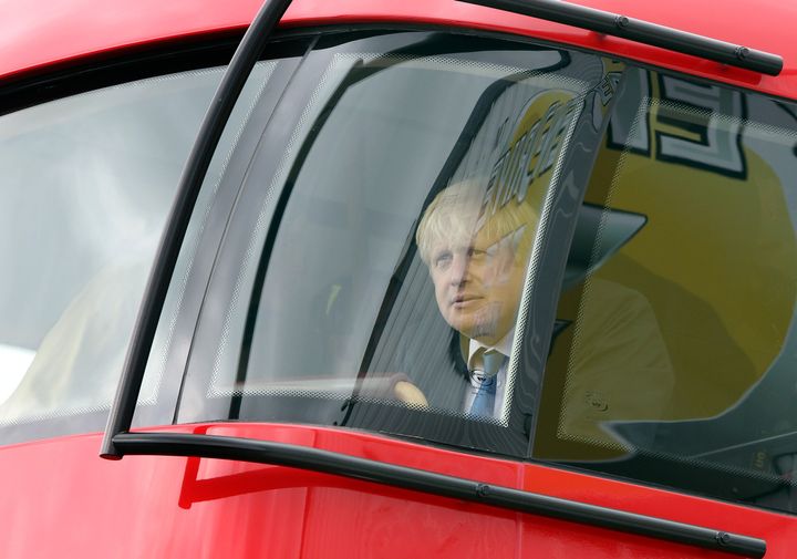 File photo dated 10/4/2013 of London Mayor Boris Johnson sitting in a new London bus during a tour of Wrightbus factories in Ballymena and Antrim. Ian Paisley MP has said that Wrightbus, the family-owned firm which built London's distinctive red double decker Routemaster buses when Boris Johnson was mayor of the capital, is poised to go into administration.