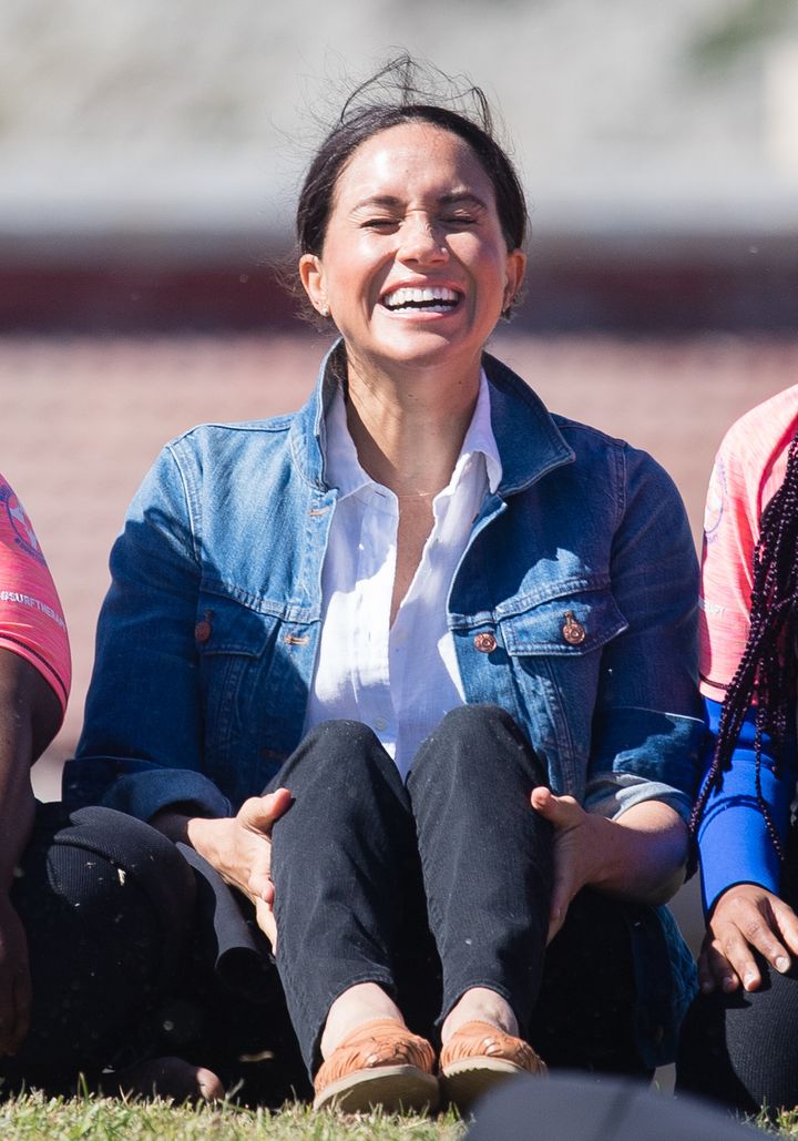 The Duchess of Sussex visits Waves for Change, an NGO, at Monwabisi Beach. 
