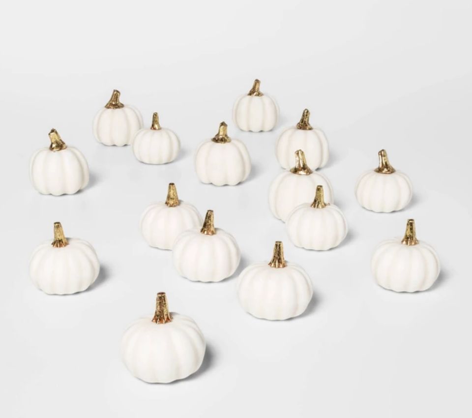 Decorative Foam Pumpkin Vase Filler White/Gold - Threshold
