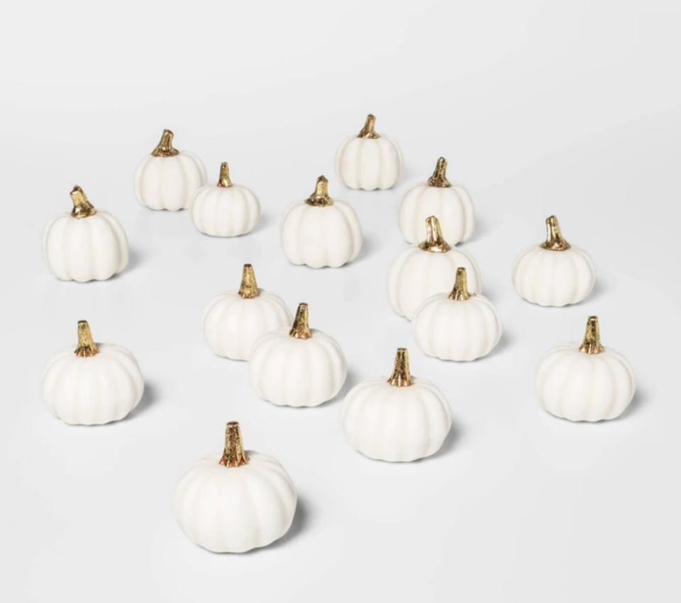 Decorative Foam Pumpkin Vase Filler White/Gold - Threshold