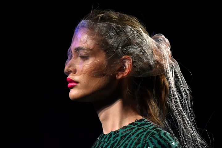 Brazilian model Valentina Sampaio during the Mercedes Benz Fashion Week in Madrid on July 10, 2019.