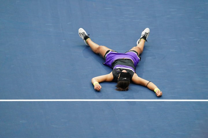 Bianca Andreescu right after defeating Serena Williams at the 2019 US Open.