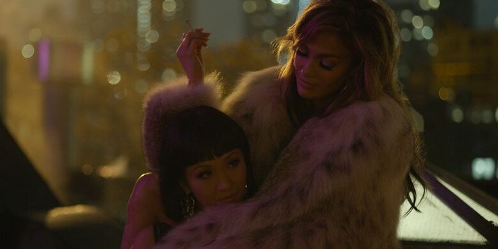 Jennifer Lopez and Constance Wu in "Hustlers"