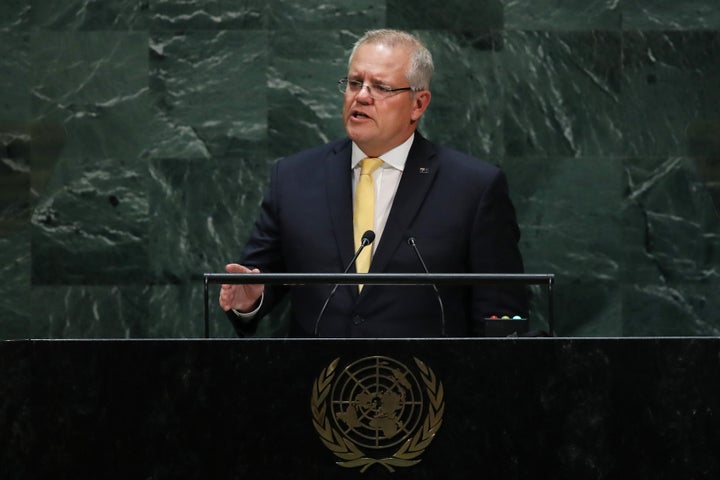 Scott Morrison, the Prime Minister of Australia, speaks at the 74th United Nations General Assembly on September 25, 2019 in New York City.