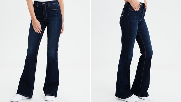 AE's Highest Waist Flare Jeans are incredibly size inclusive, offered in sizes 00 to 24 in short and long lengths.