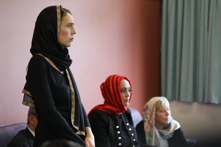 Ardern meets with Muslim community representatives on March 16, 2019, in the wake of the massacres at the mosques.