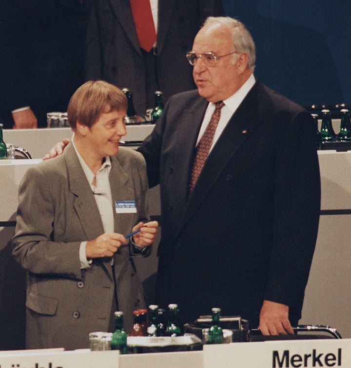 Merkel with then-Chancellor Helmut Kohl in 1993.