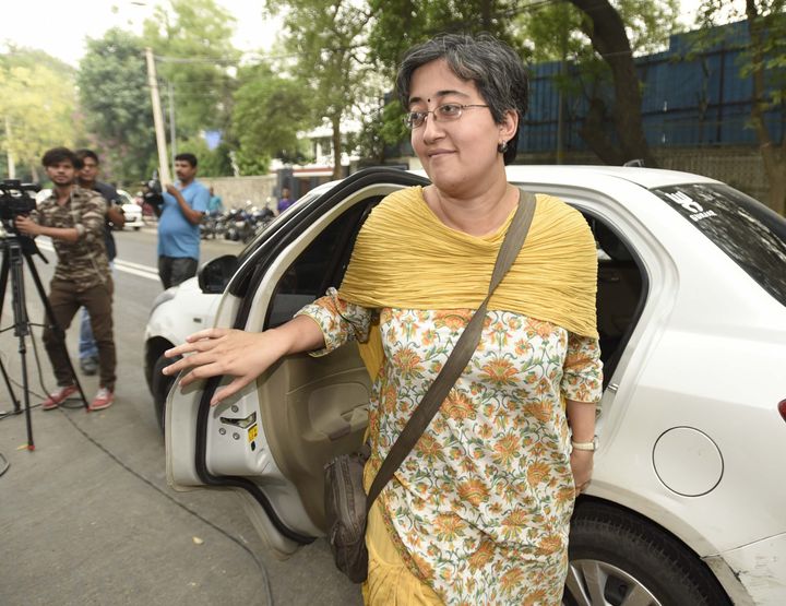 Atishi arrives to attend a meeting in New Delhi on May 3, 2017.