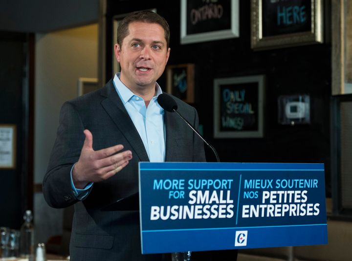 Conservative Leader Andrew Scheer makes a campaign stop in Thorold, Ont., on Sept. 24, 2019.