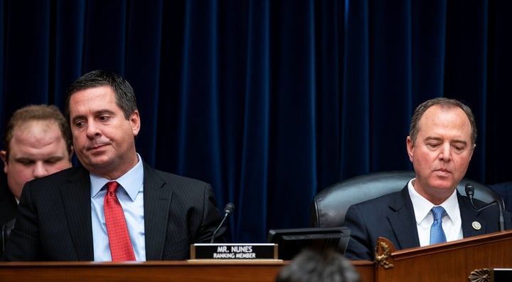 Democrats Show Unity On Impeachment; Republicans Show Fractures 10 House Intelligence Committee Chairman Adam Schiff (D-Calif.) reacts after conferring with Ranking Member Devin Nunes (R-Calif