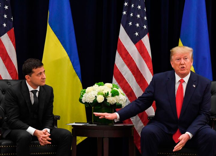President Donald Trump and Ukrainian President Volodymyr Zelensky at the United Nations General Assembly on Wednesday.