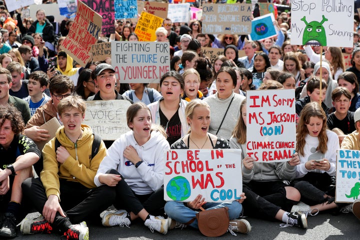 Climate change supporters in Auckland, New Zealand.