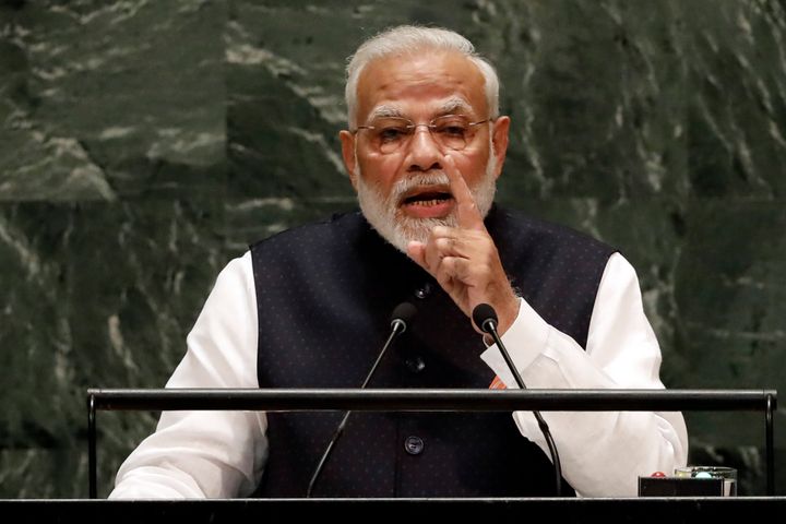 Prime Minister Narendra Modi addresses the 74th session of the United Nations General Assembly.