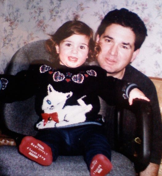 The author and her father.