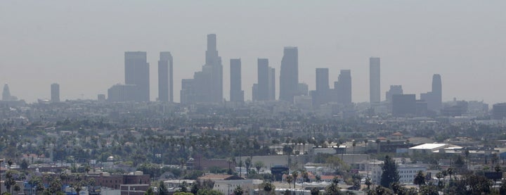 Smog clouds the Los Angeles skyline in this photo from 2006. 