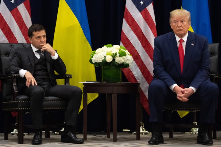 President Donald Trump and Ukrainian President Volodymyr Zelensky at the United Nations General Assembly in New York on