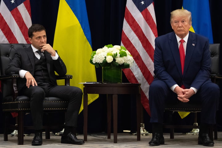 President Donald Trump and Ukrainian President Volodymyr Zelensky at the United Nations General Assembly in New York on September 25, 2019.