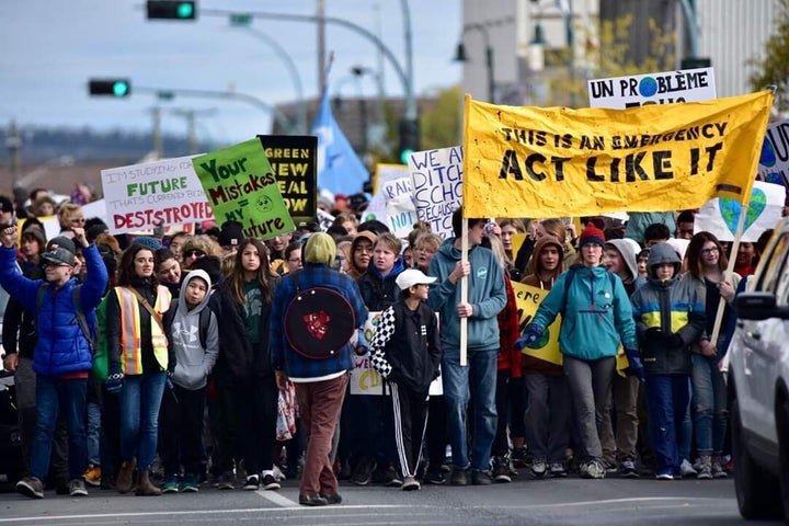 More than 1,000 people showed up for a climate strike in Yellowknife on Sept. 27, 2019, organizer Kyle Rogers says. 