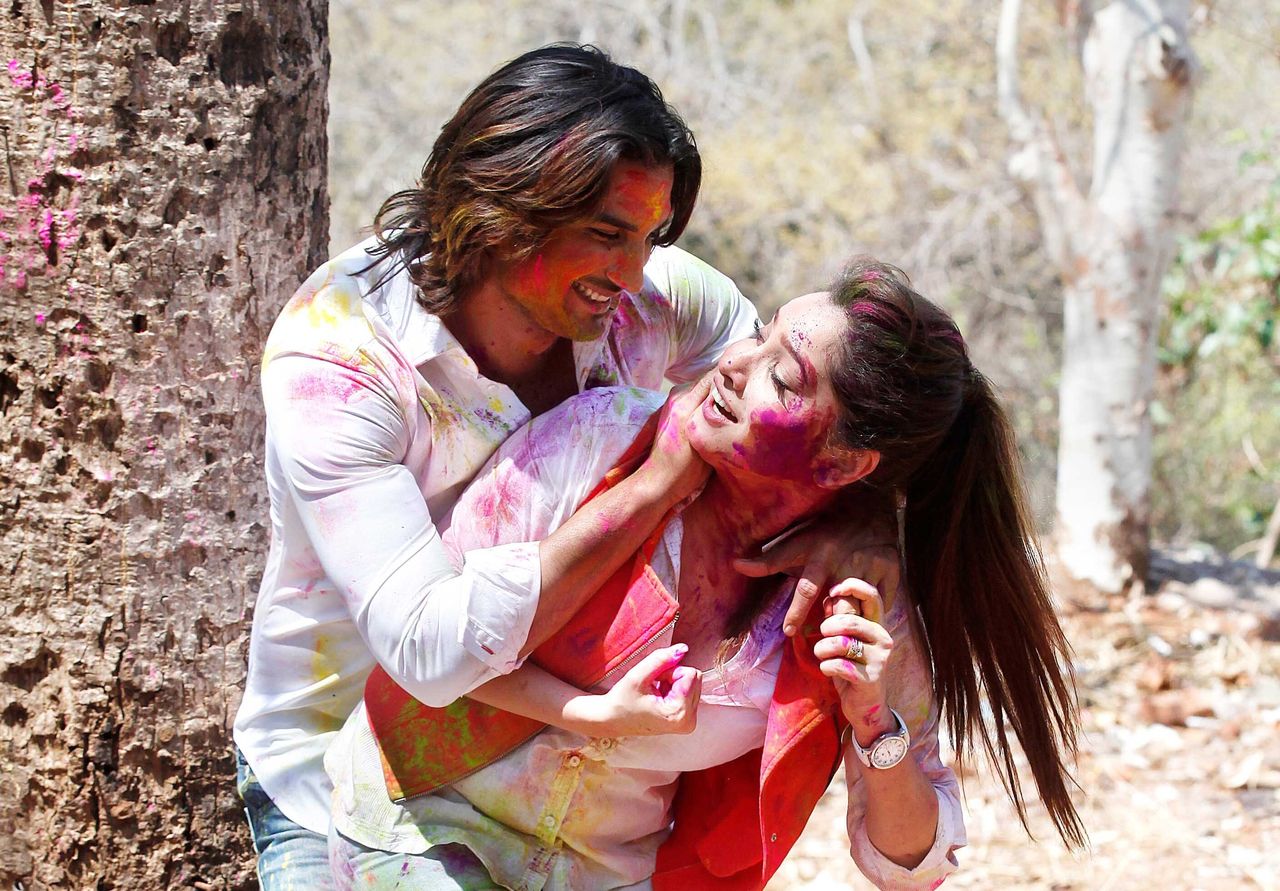 MUMBAI, INDIA - MARCH 4: Bollywood actors Sushant Singh Rajput and Ankita Lokhande exclusive photo shoot for Holi special during an interview share their Holi plans and relationship secrets with HT Cafe/Hindustan Times, on March 4, 2015 in Mumbai, India. (Photo by Vidya Subramanian/Hindustan Times via Getty Images)