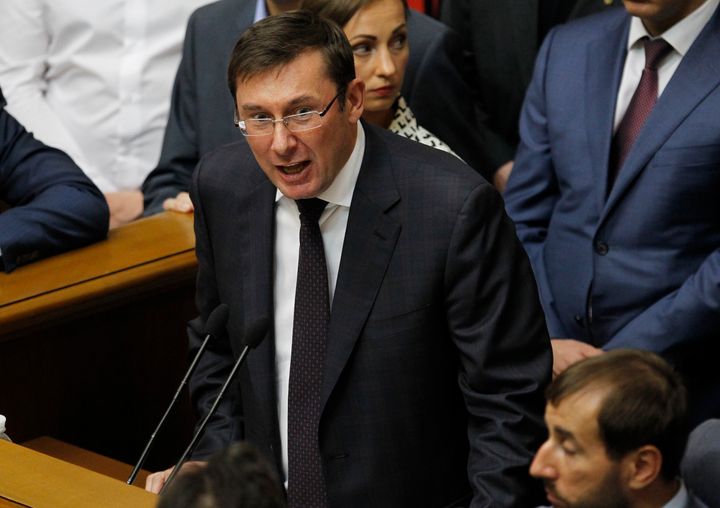 Yuriy Lutsenko speaks at a session of the Ukrainian parliament in Kiev, Ukraine, in 2016.